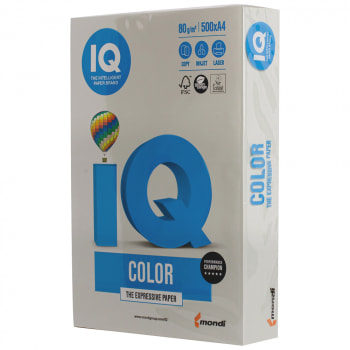 Офисная цветная бумага IQ Color, А4, 500 листов, 80 г/м², серая умеренно-интенсив GR21