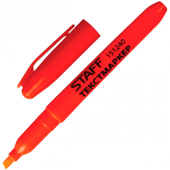 Текстмаркер STAFF скошенный, оранжевый, 1-3 мм