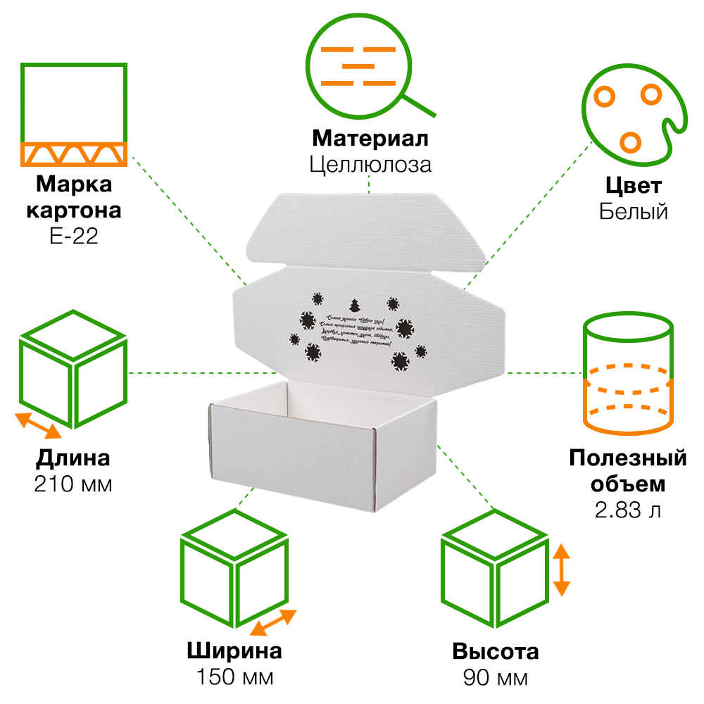 Подарочная коробка «С Новым годом!», белая, 210*150*90 мм Подарочная коробка «С Новым годом!», белая, 210*150*90 мм