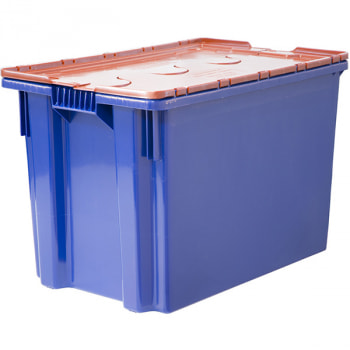 Пластиковый ящик с оранжевой крышкой, синий, 600*400*400 мм