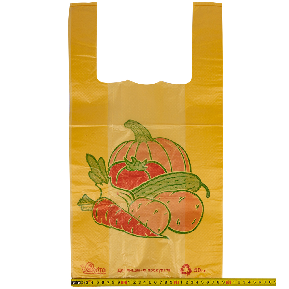 Пакет майка ПНД «Овощи» желтый, 30+16*55см, 25 мкм, 100шт. Пакет майка ПНД «Овощи» желтый, 30+16*55см, 25 мкм, 100шт.