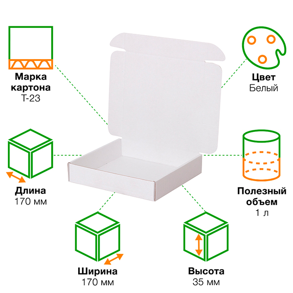 Короб КС-424 МГФ, белый, 170*170*35 мм Короб КС-424 МГФ, белый, 170*170*35 мм