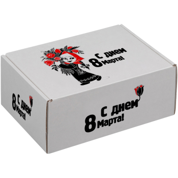 Подарочная коробка «С 8 Марта! - Девочка с букетом», беленая, 216*175*106 мм