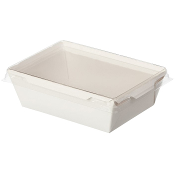 Контейнер «Crystal Box» с прозрачной крышкой, белый, 400 мл, 145*95*45 мм, 50 шт.