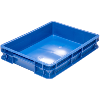 Пластиковый ящик сплошной, синий, 400*300*75 мм