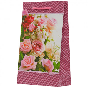 Подарочный пакет «Розовые розы», 16.5*7*26.5 см