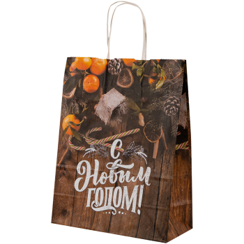 Подарочный пакет с крученой ручкой «Уютного Нового года», 80 г/м², 25*11*32 см
