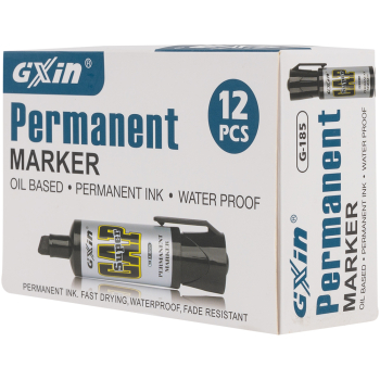 Маркер перманентный Gxin «Super cap» G-185, черный, 4-8 мм, 12 шт./уп.