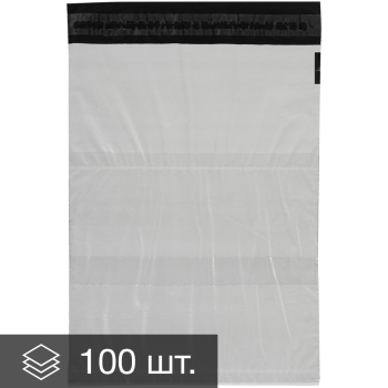 Курьер-пакет белый без печати, с карманом, 240*320+40 мм, 50 мкм, 100 шт.