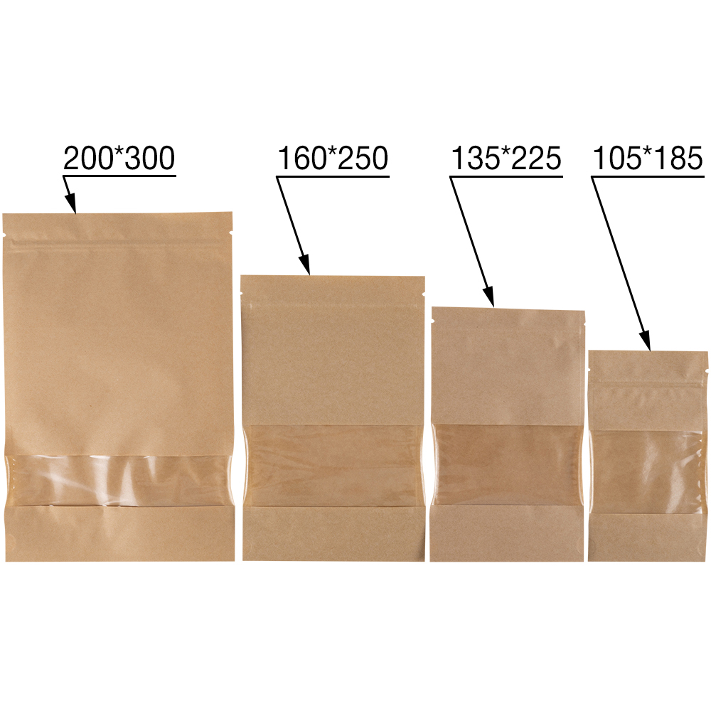 Крафт дой-пак с zip lock, прямоугольное окно 7 см, 13.5*4*22.5 см, 50 шт. Крафт дой-пак с zip lock, прямоугольное окно 7 см, 13.5*4*22.5 см, 50 шт.