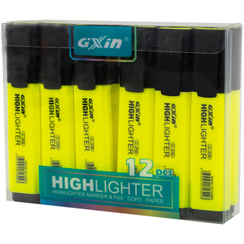 Текстовыделитель Gxin Highlighter G-342, желтый, 2-5 мм, 12 шт./уп.