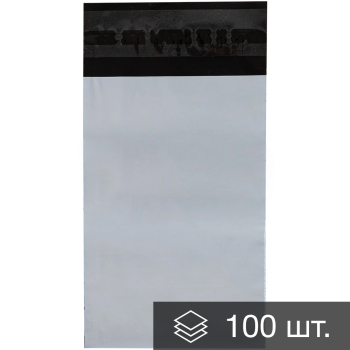 Курьер-пакет белый без печати, без кармана, 100*150+40 мм, 50 мкм, 100 шт.