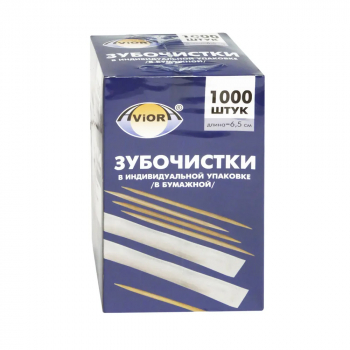 Бамбуковые зубочистки в индивидуальной упаковке, 1000 шт.