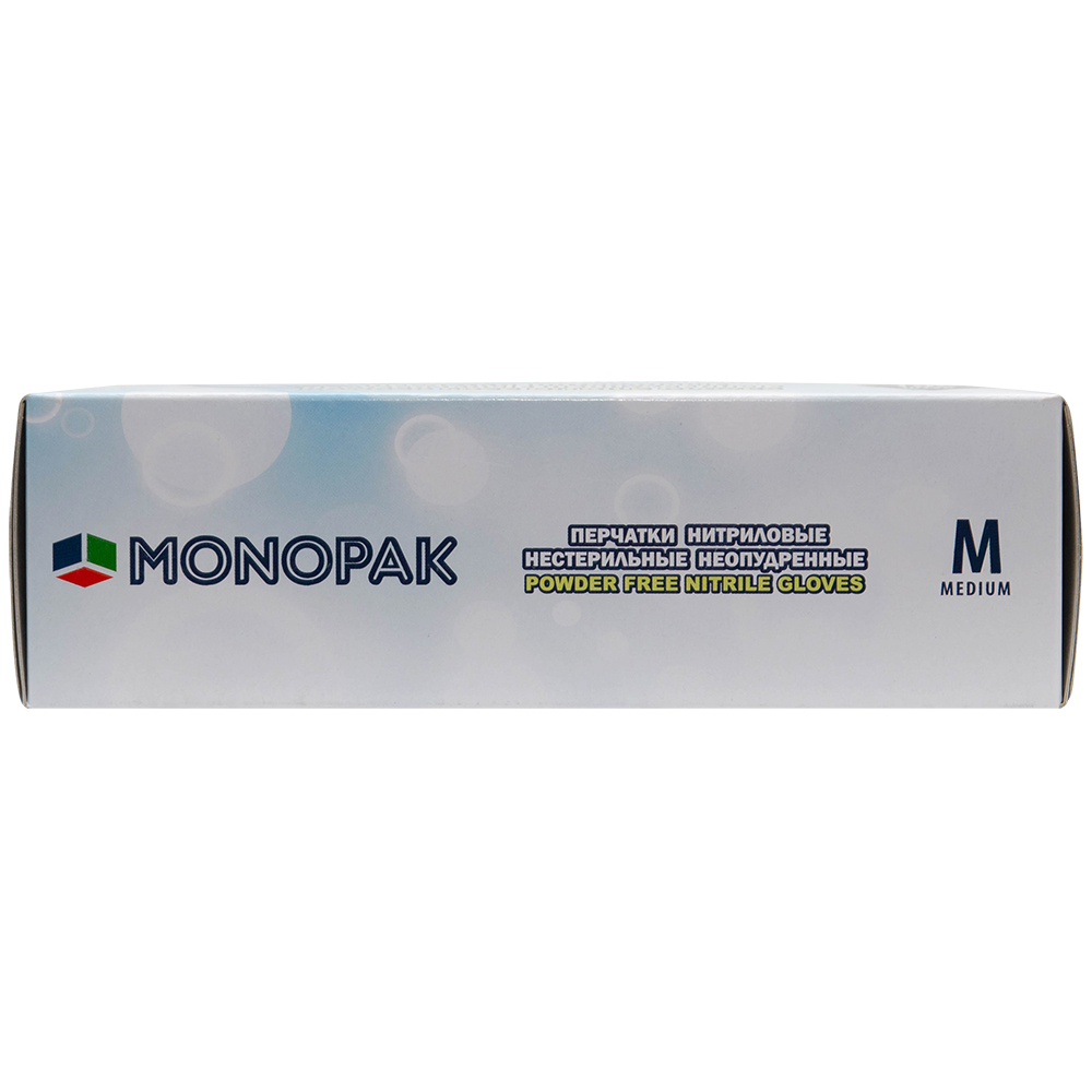 Перчатки нитриловые Monopak, голубые, размер M, 100 шт./уп. Перчатки нитриловые Monopak, голубые, размер M, 100 шт./уп.