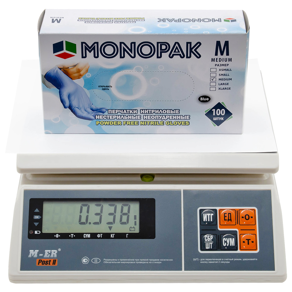 Перчатки нитриловые Monopak, голубые, размер M, 100 шт./уп. Перчатки нитриловые Monopak, голубые, размер M, 100 шт./уп.