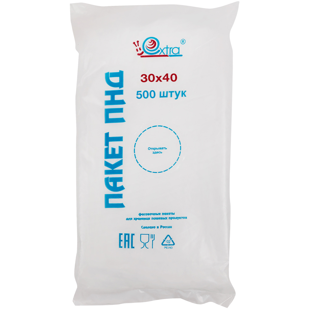 Пакеты фасовочные ПНД в пластах «EXTRA», особопрочные, 30*40см, 10 мкм Пакеты фасовочные ПНД в пластах «EXTRA», особопрочные, 30*40см, 10 мкм