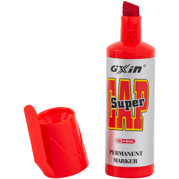 Маркер перманентный Gxin «Super cap» G-185, красный, 4-8 мм, 12 шт./уп.