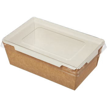 Контейнер «Crystal Box» с прозрачной крышкой, крафт, 900 мл, 152*152*45 мм, 50 шт.