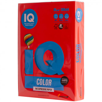 Офисная цветная бумага IQ Color, А4, 500 листов, 80 г/м², кораллово-красная интенсив CO44
