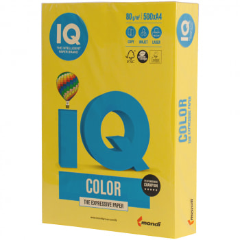 Офисная цветная бумага IQ Color, А4, 500 листов, 80 г/м², канареечно-желтая интенсив CY39