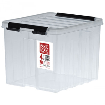 Пластиковый ящик для хранения вещей с крышкой и клипсами, прозрачный, 210*170*175 мм