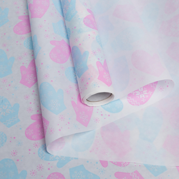 Рулон крафт бумаги «Варежки», розово-голубой, 10*0.7 м