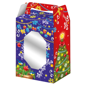 Коробка для конфет «Дед Мороз и Снегурка» ХЭ с окном, 1 кг, 150*80*265/315 мм, 150 шт.