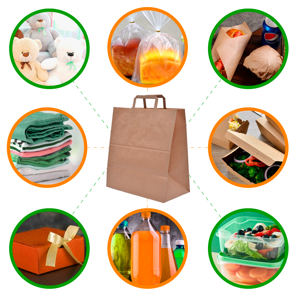 Крафт пакет с плоской ручкой, 80 г/м², 32*18*32 см Крафт пакет с плоской ручкой, 80 г/м², 32*18*32 см