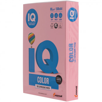Офисная цветная бумага IQ Color, А4, 500 листов, 80 г/м², розовая пастель PI25