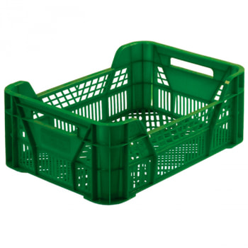 Пластиковый ящик для фруктов и овощей, зелёный, 400*300*155 мм