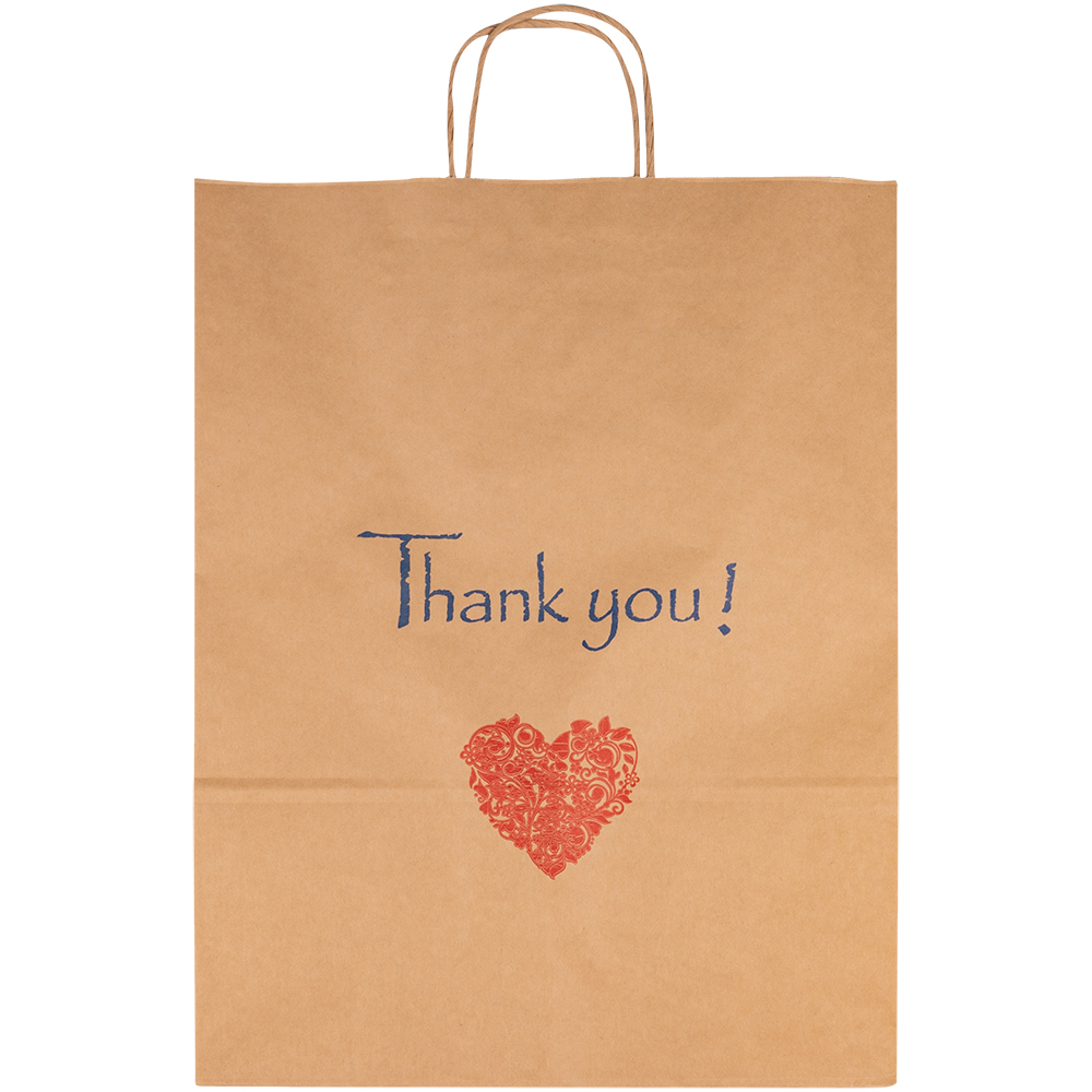 Крафт пакет с крученой ручкой «Thank you», 80 г/м², 35*15*45 см Крафт пакет с крученой ручкой «Thank you», 80 г/м², 35*15*45 см