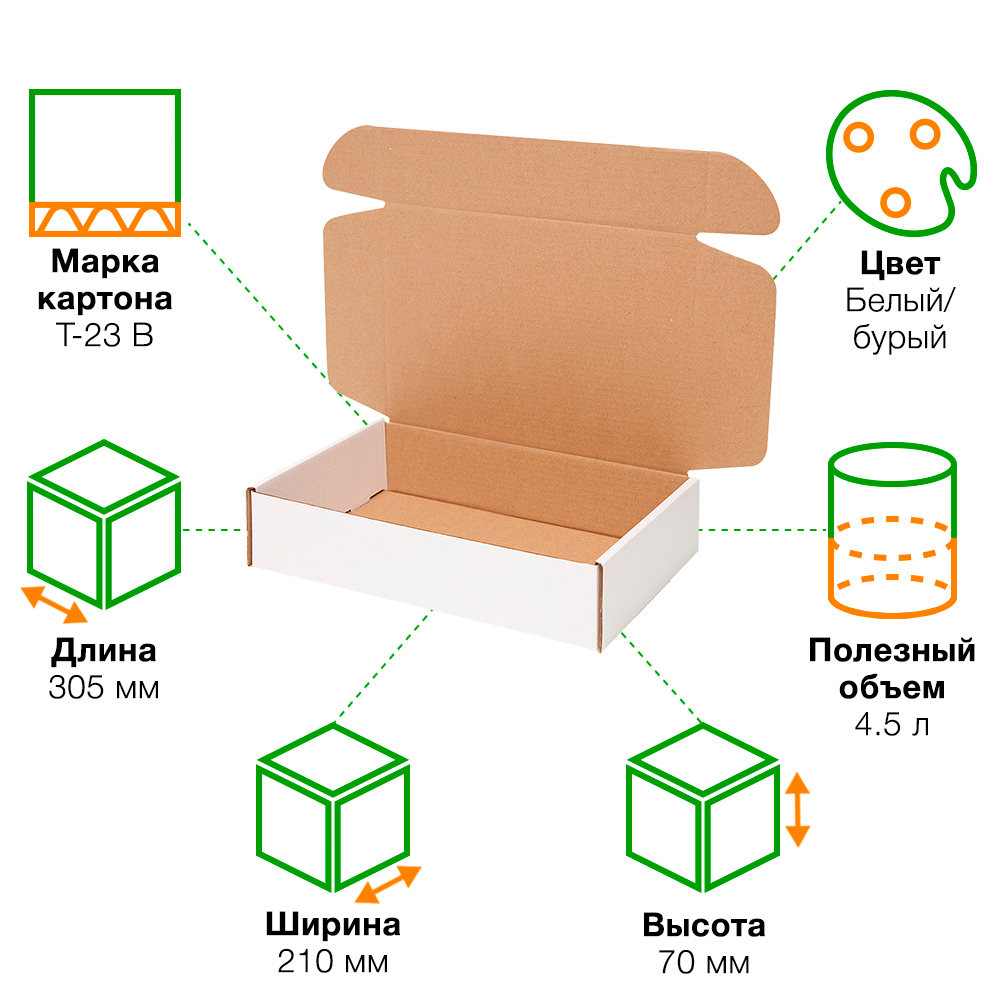 Короб №70/1, беленый, 305*210*70 мм Короб №70/1, беленый, 305*210*70 мм