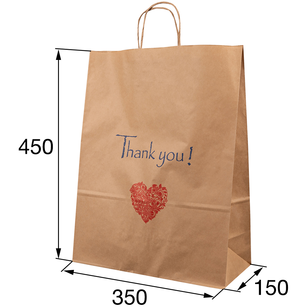 Крафт пакет с крученой ручкой «Thank you», 80 г/м², 35*15*45 см Крафт пакет с крученой ручкой «Thank you», 80 г/м², 35*15*45 см