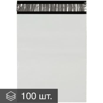 Курьер-пакет белый без печати, без кармана, 150*300+40 мм, 50 мкм, 100 шт.