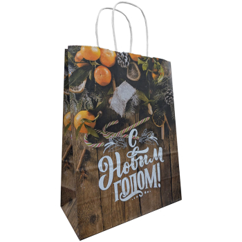 Подарочный пакет с крученой ручкой «Уютного Нового года», 80 г/м², 25*11*32 см