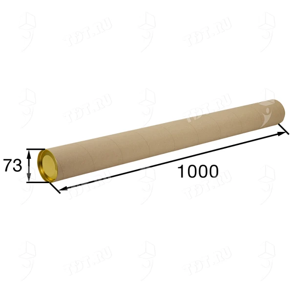 Картонный тубус с жестяной крышкой, 73*1000мм