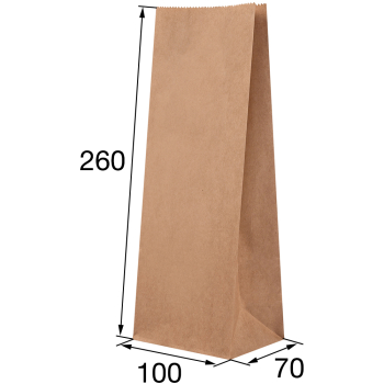 Крафт пакет без ручек, 70 г/м², 10*7*26 см Крафт пакет без ручек, 70 г/м², 10*7*26 см
