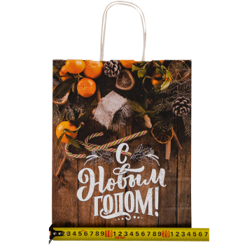 Подарочный пакет с крученой ручкой «Уютного Нового года», 80 г/м², 25*11*32 см