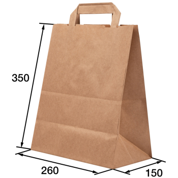Крафт пакет с плоской ручкой, 70 г/м², 26*15*35 см