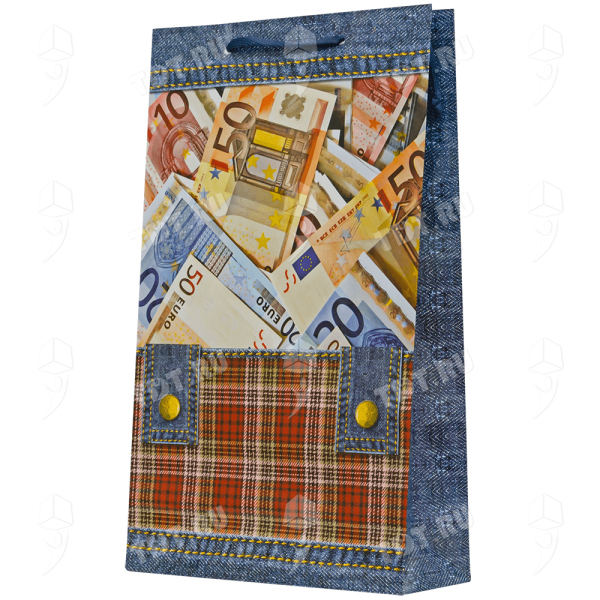 Подарочный пакет для мужчин «Джинса и евро», 24.8*9*40.5 см