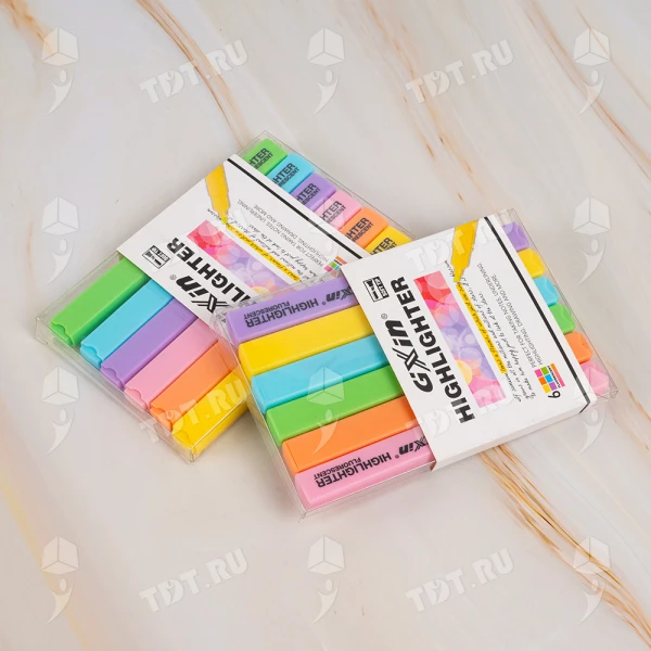 Текстовыделитель Gxin Highlighter G-343, набор 6 неон-цветов, 1-5 мм, 6 шт./уп.