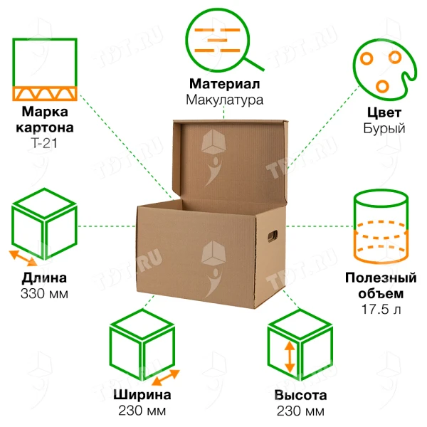 Короб №9 «Бизнес» (архивный) А4, 330*230*230 мм, T21, 100% вторсырье