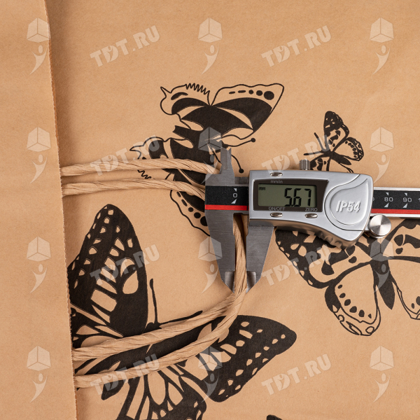 Крафт пакет с крученой ручкой «Бабочки», 80 г/м², 32*18*43 см