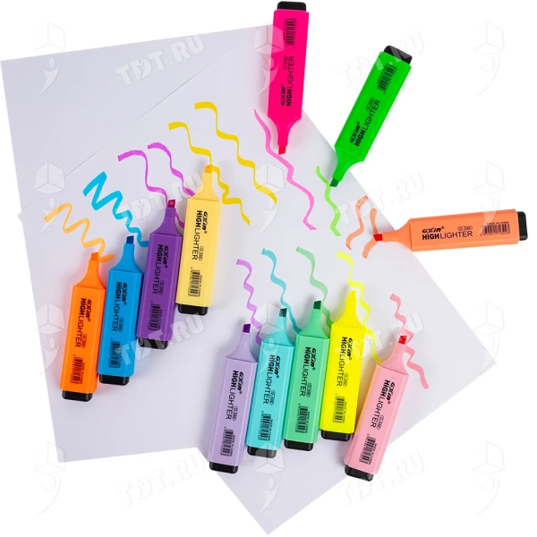 Текстовыделитель Gxin Highlighter G-342, набор 6A+6D цветов, 2-5 мм, 12 шт./уп.