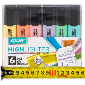 Текстовыделитель Gxin Highlighter G-342, набор 6 пастель-цветов, 2-5 мм, 6 шт./уп.
