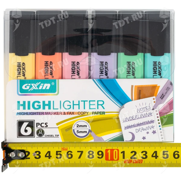 Текстовыделитель Gxin Highlighter G-342, набор 6 пастель-цветов, 2-5 мм, 6 шт./уп.