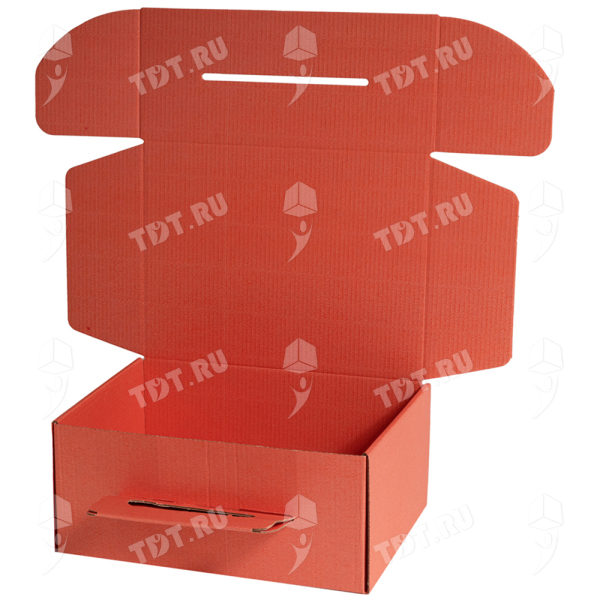 Красная картонная коробка КС-718 МГФ с ручкой - Размеры 225*170*100 мм