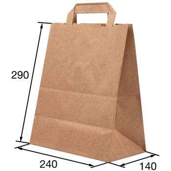 Крафт пакет с плоской ручкой, 70 г/м², 24*14*29 см