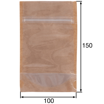 Крафт дой-пак с zip lock и окошком, 10*12+3 см, 100 шт. Крафт дой-пак с zip lock и окошком, 10*12+3 см, 100 шт.