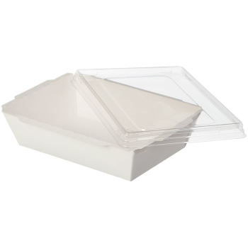 Контейнер «Crystal Box» с прозрачной крышкой, белый, 500 мл, 165*120*45 мм, 50 шт.